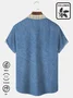 Royaura Blue Comfortable Heather Contrast Print Chest Pocket Base Shirt Plus Contrast Shirt