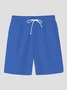 Royaura Hawaii Basic Blue and White Porcelain Men's Button Pocket Two-piece Set And Shorts Set