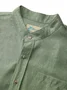 Royaura Natural Fiber Parrot Bamboo Leaf Men's Stand Collar Button Pocket Shirt