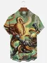 Royaura Vintage Octopus War Print Men's Button Pocket Short Sleeve Shirt