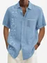 Men's Casual Cotton Linen Floral Print Comfortable Short Sleeve Shirt