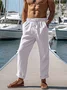 Royaura Men's Outdoor Leisure Holiday Comfortable Nature  Fiber Loose Elastic Waist Trousers