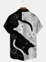 Royaura Cute Black and White Cat Men's Casual Shirt Fun Cartoon Aloha Button Pocket Animal Shirts