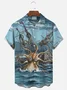 Royaura Vintage Nautical Octopus Print Men's Button-Pocket Shirt