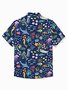 Royaura®Hawaiian Sea Life Print Men's Button Pocket Shirt