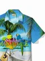 Royaura® Parrot Guitar Print Men's Button Pocket Short Sleeve Lapel Hawaiian Shirt