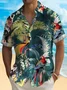 Royaura® Tropical Plant Men's Hawaiian Shirt Animal Parrot Easy Care Pocket Camp Shirt Big Tall