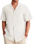 Royaura Solid Color Men's Cotton Linen Blend Camp Shirts Beach Vacation Casual Button Down Camp Shirts