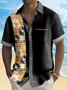 Royaura® Men's Vintage Bowling Music Tape Print Casual Hawaiian Short Sleeve Shirt
