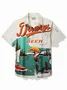 Royaura® Drewrys Beer Parrot Fishing Print Men's Button Pocket Short Sleeve Shirt