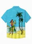 Royaura® x 50s Vintage Dame Beach Vacation Men's Hawaiian Shirt Under Coconut Tree Hula Girls Print Stretch Pocket Camping Shirt Big Tall