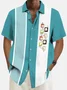 Royaura® Vintage Bowling Geometric Print Chest Pocket Shirt Plus Size Men's Shirt