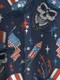 Royaura® Vintage Flag Skull Print Men's Button Pocket Short Sleeve Shirt