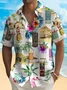 Royaura® Beach Vacation Tiki Cup Men's Hawaiian Shirt Wrinkle Free Seersucker Camp Tropical Cocktail Shirt Big Tall