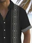 Royaura® Retro Geometric Aztec Print Men's Button Pocket Short Sleeve Shirt