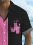 Royaura® Vintage Bowling Tiki Cocktail Print Men's Button Pocket Short Sleeve Shirt