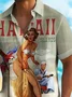 Royaura® Vintage Parrot Pinup Girl Men's Hawaiian Shirt Stretch Pocket Camp Shirt Big Tall