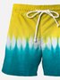 Royaura® Vintage Blue And Yellow Abstract Texture Print Men's Beach Shorts
