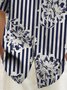 Royaura® Vintage Striped Floral Print Chest Pocket Shirt Plus Size Men's Shirt