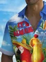 Royaura® Beach Vacation Men's Hawaiian Shirt Tiki Wine Glass Parrot Print Tiki Bar Bartender Pocket Camping Shirt Big Tall