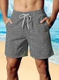 Royaura®  Beach Vacation Textured Men's Hawaiian Swim Shorts Stretchy Quick Dry Casual Boat Pant Big Tall