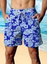 Royaura®  Tropical Flower TIKI Totem Men's Hawaiian Swim Shorts Quick-Drying Stretch Sculptor Boat Pants Big Tall