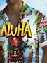Royaura® Beach Vacation Men's Hawaiian Shirt Tiki Botanical Floral Print Tiki Sculpture Pocket Camping Shirt Big Tall