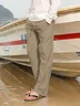Men's Solid Cotton Linen Shift Casual Pants